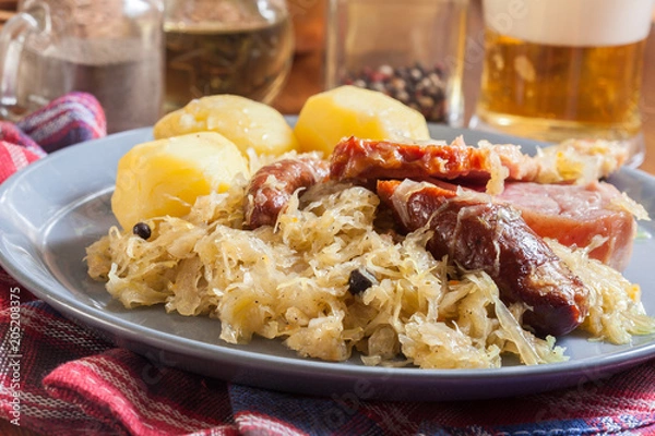 Fototapeta Choucroute garnie. Alsatian sauerkraut
