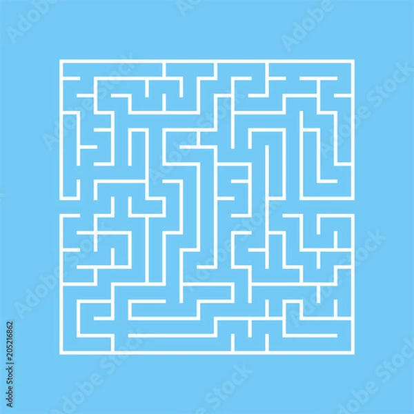 Obraz A square labyrinth with an entrance and an exit. A simple flat vector illustration isolated on a colored background.