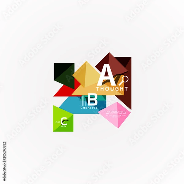 Fototapeta Paper infographic banner template with a b c options, infographics elements