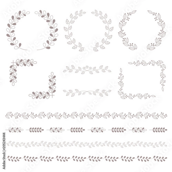 Fototapeta 葉っぱ 装飾フレーム 線画 / vector eps 10 