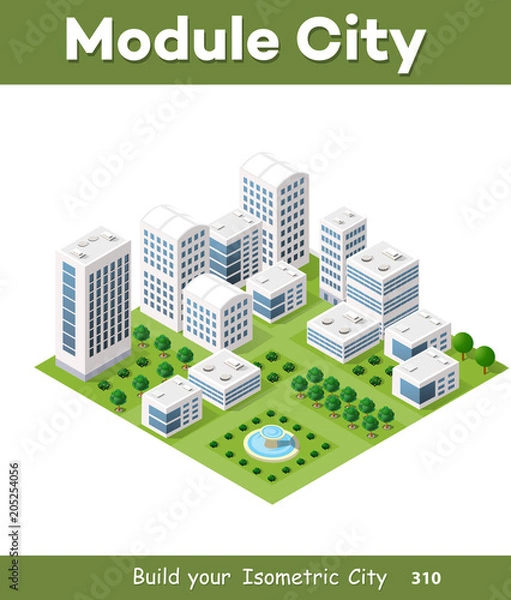 Fototapeta Vector isometric urban architecture