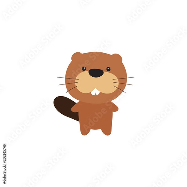 Fototapeta Vector cartoon beaver