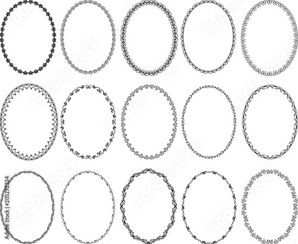 Fototapeta zestaw ozdobnych owalnych obramowań - elementy projektu
