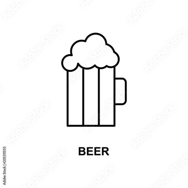 Fototapeta beer icon. Element of simple web icon with name for mobile concept and web apps. Thin line beer icon can be used for web and mobile