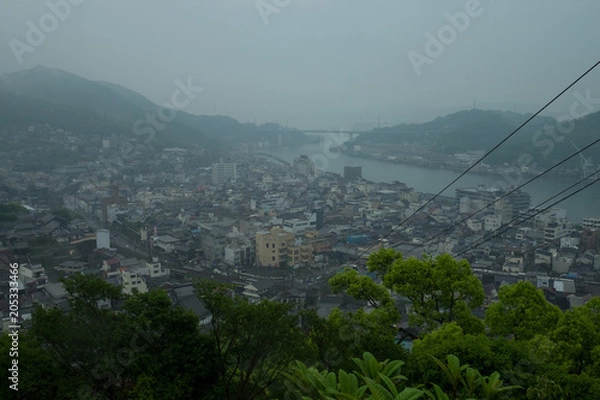 Obraz 広島県　尾道　雨　風景