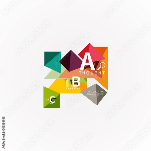 Fototapeta Paper infographic banner template with a b c options, infographics elements