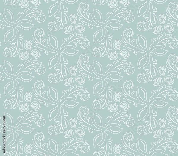 Fototapeta Floral light blue and white ornament. Seamless abstract classic background with flowers. Pattern with repeating elements