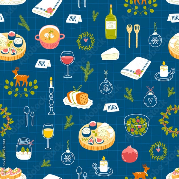 Fototapeta Winter dinner party pattern
