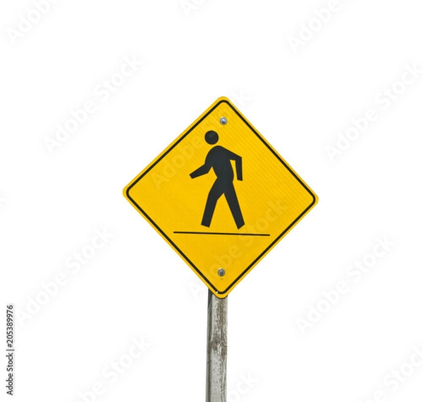 Fototapeta Pedestrian traffic sign on a white background