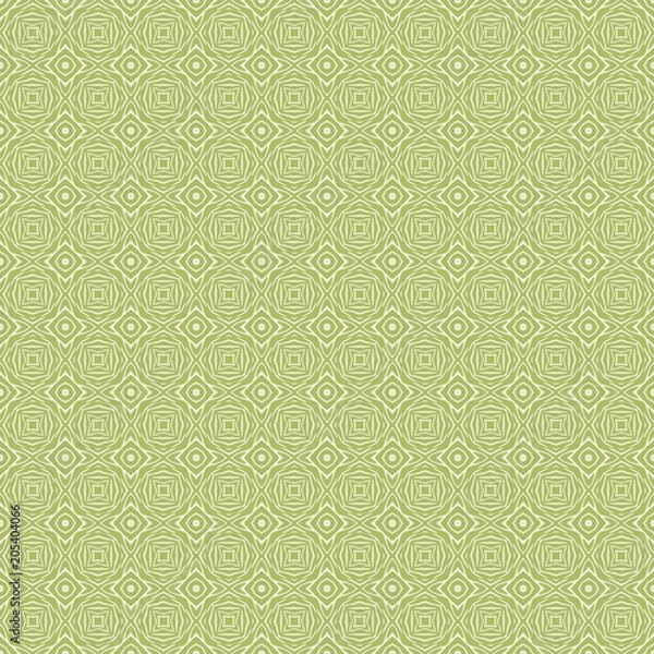 Fototapeta Green Geometric pattern in repeat. Fabric print. Seamless background, mosaic ornament, ethnic style. 
