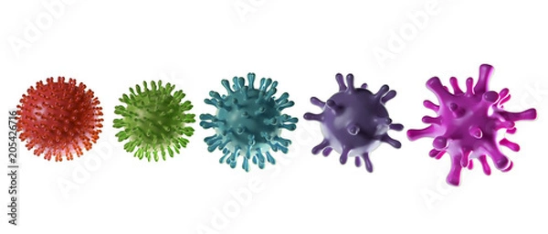 Fototapeta few types of cell body viruses isolated on white  3d illustration