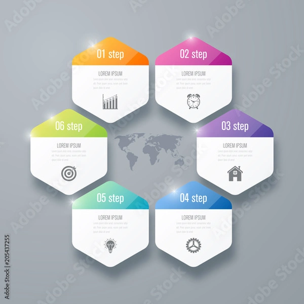 Fototapeta Vector illustration infographics six options