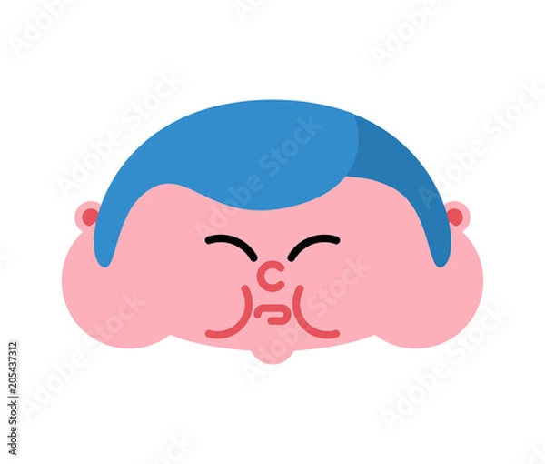 Fototapeta Fat guy face isolated. Thick  man head. Vector illustration