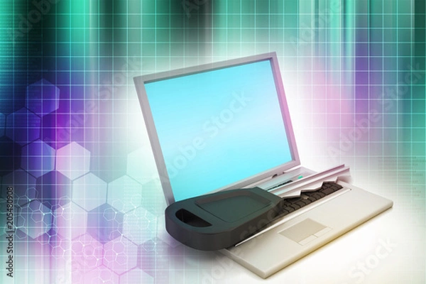 Obraz laptop on key