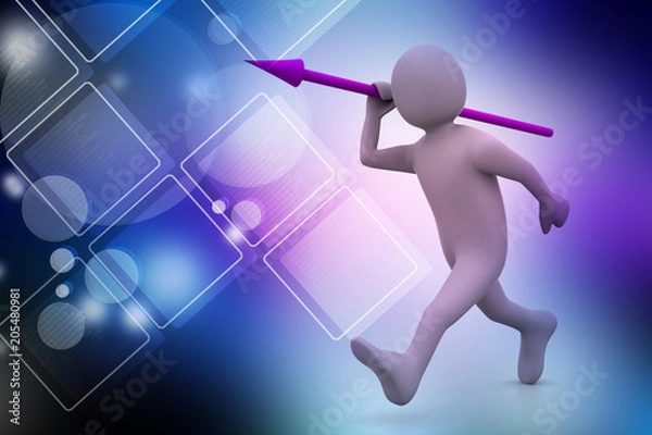 Obraz 3d man throws a spear