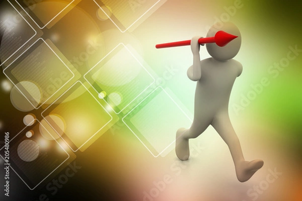 Obraz 3d man throws a spear