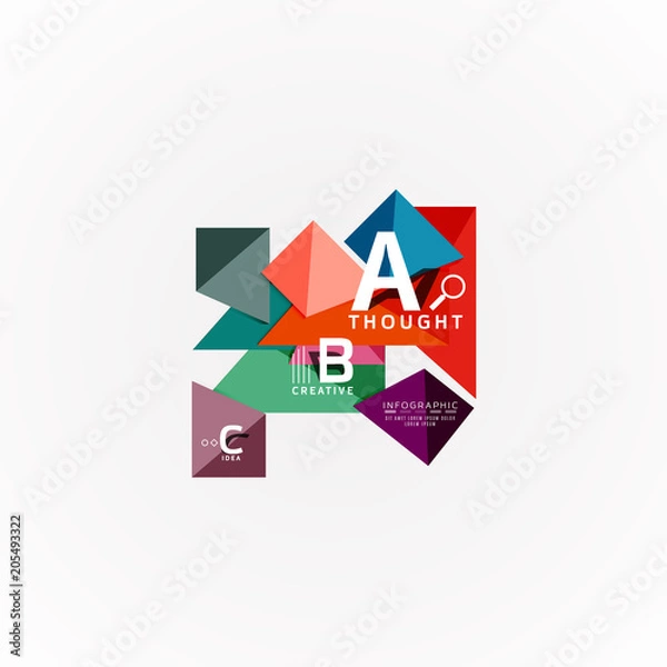 Fototapeta Abstract geometric option infographic banners, a b c steps process