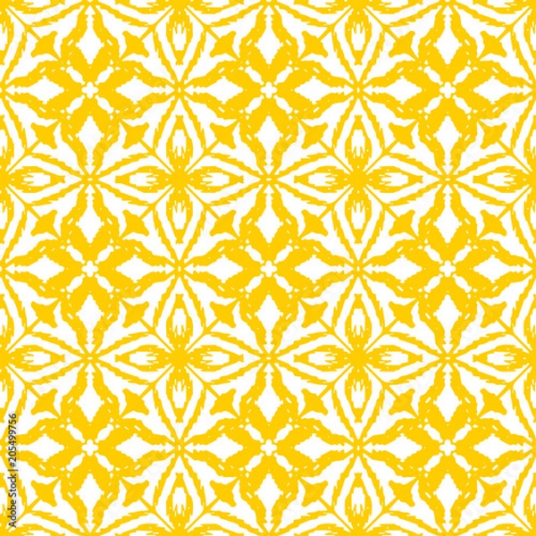 Fototapeta Seamless ikat pattern in yellow