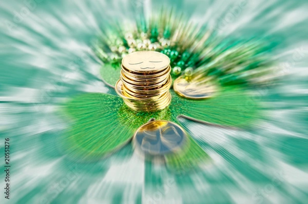 Fototapeta Golden coins with motion effect