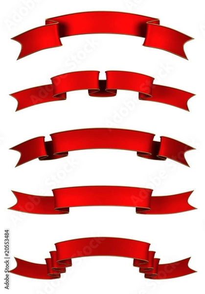 Fototapeta A render of a collection of red banners