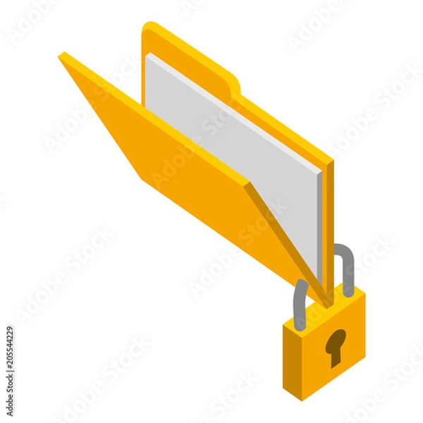 Fototapeta folder document with padlock isometric icon vector illustration design