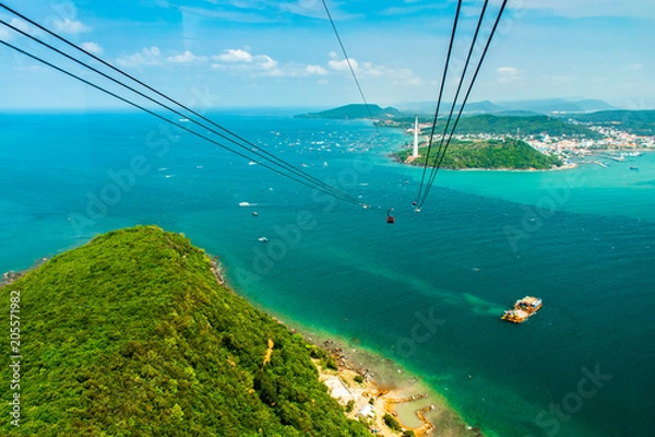 Fototapeta The Longest Cable Car situated on the Phu Quoc Island in South Vietnam.