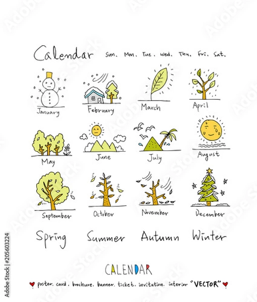 Obraz 달력 / 손으로 그린 달력 이미지