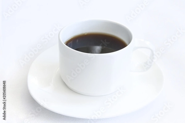 Fototapeta Set inflight meal appetizer coffee on a tray, on a white table