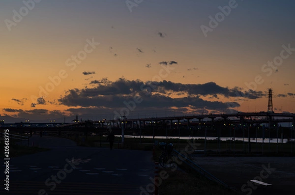 Obraz 夕焼けと大きな雲