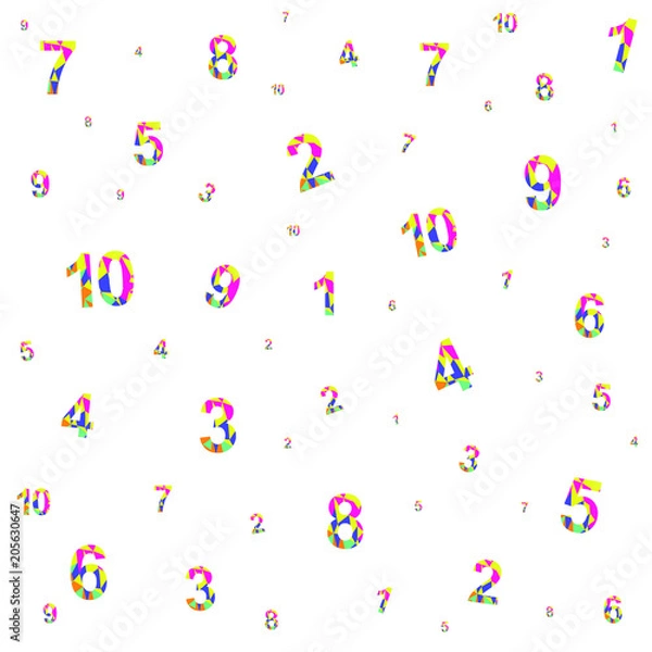 Fototapeta Polygonal numerals. Creative numeral. Geometric design. Digit. Colored number.