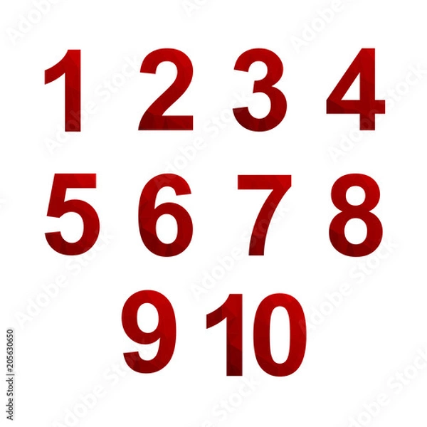 Fototapeta Polygonal numerals. Creative numeral. Geometric design. Digit. Colored number.