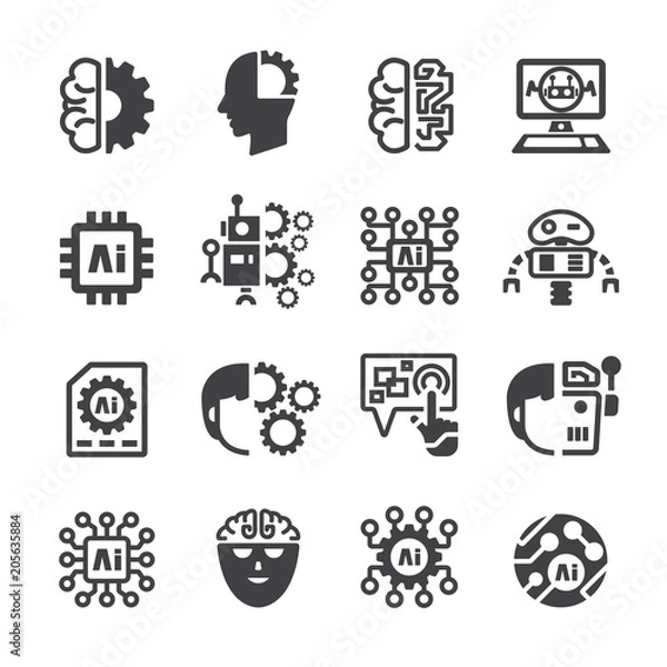 Fototapeta Artificial intelligence icon set