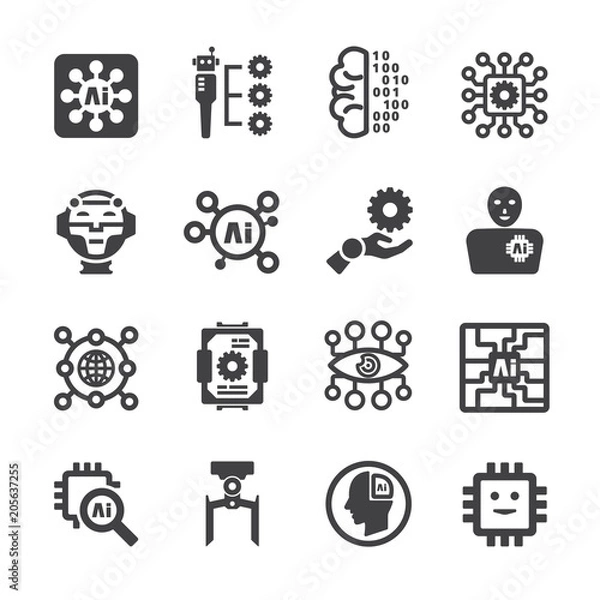 Fototapeta Artificial intelligence icon set 