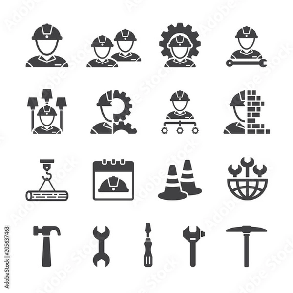 Fototapeta Engineer, Labourer, Technician icon set