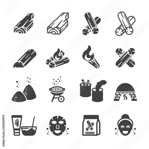 Fototapeta Charcoal icon set