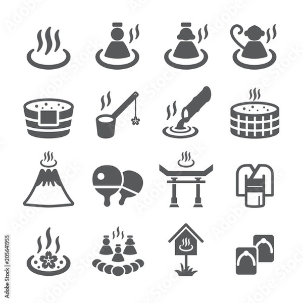 Fototapeta Onsen icon set