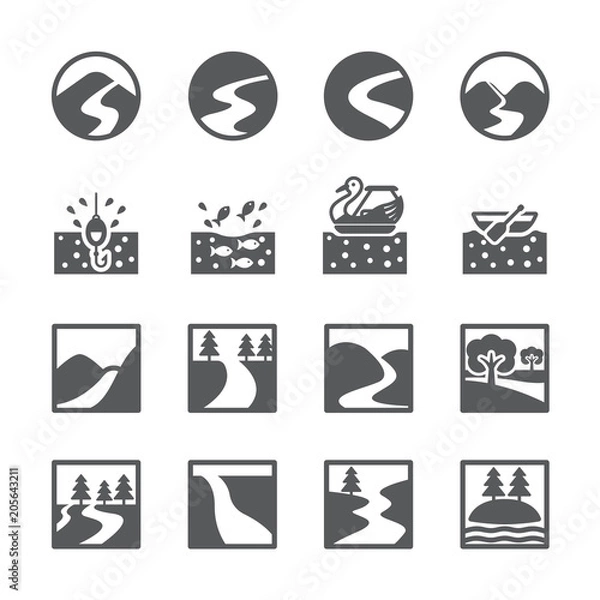 Fototapeta River icon set