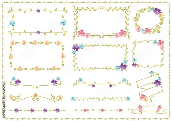 Fototapeta 手描きのフレームセット
