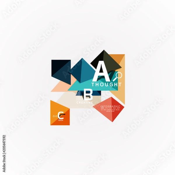 Fototapeta Paper infographic banner template with a b c options, infographics elements