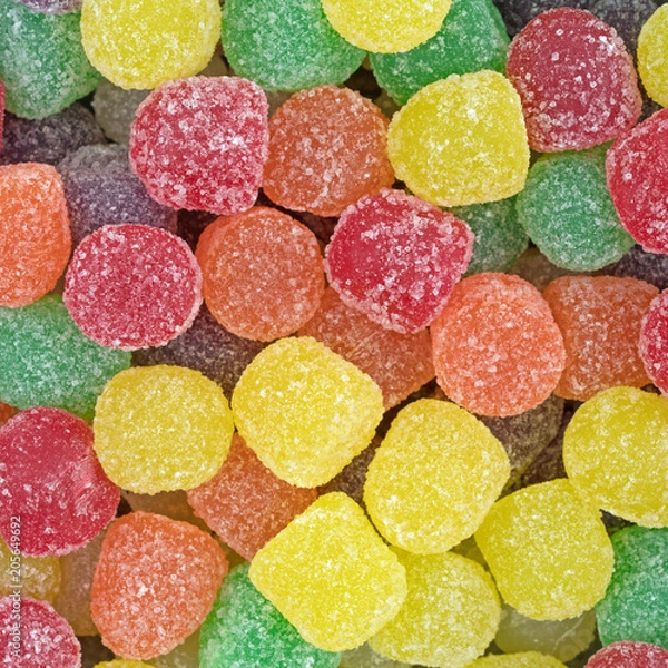 Fototapeta Sugar coated gummy candy close view.