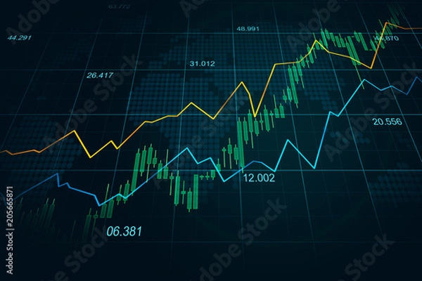 Fototapeta Stock market or forex trading graph in graphic concept suitable for financial investment or Economic trends business idea and all art work design. Abstract finance background