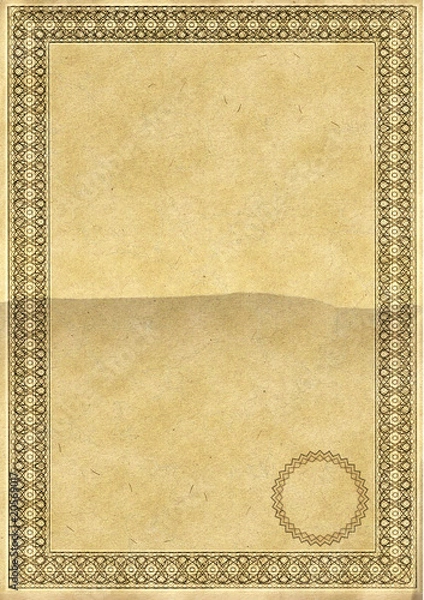 Fototapeta Old blank certificate with border