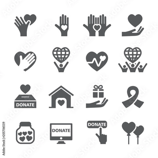 Fototapeta Charity icon set