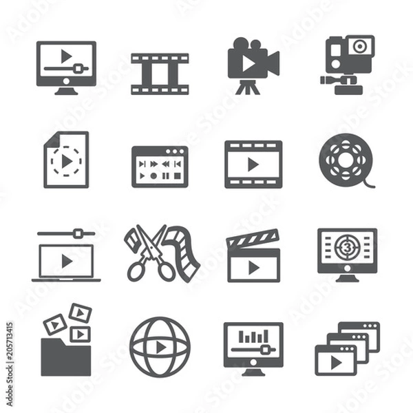 Fototapeta Video content icon set