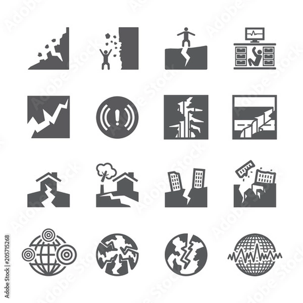 Fototapeta Earthquake icon set