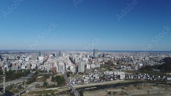 Fototapeta 仙台中心部　ドローン空撮2
