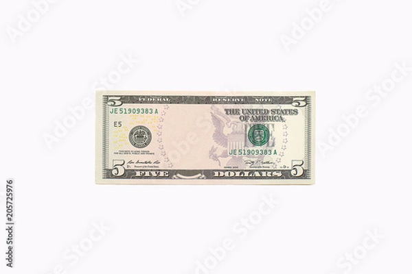 Obraz Five dollar bill with Abraham Lincoln portrait removed.
