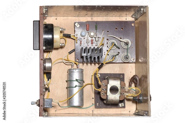 Obraz Old electric power source isolated on white background