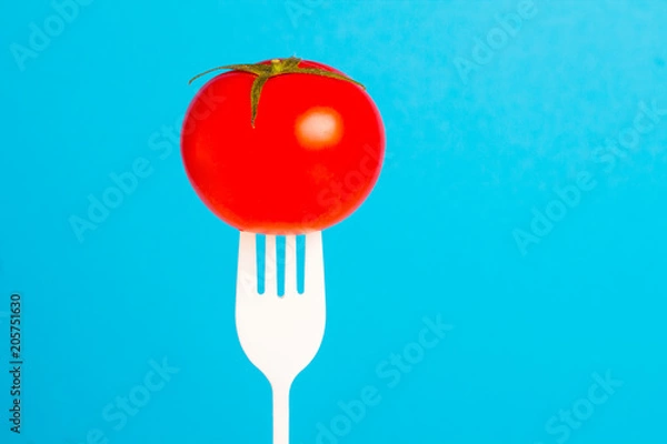 Obraz tomato fresh vegetable bright fork art background
