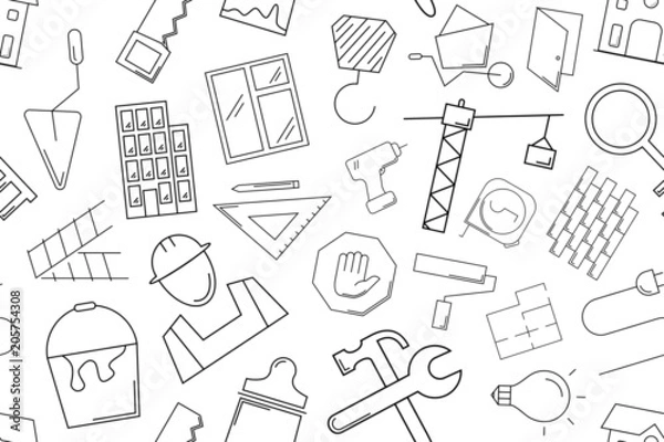 Obraz Vector construction pattern. Construction seamless background